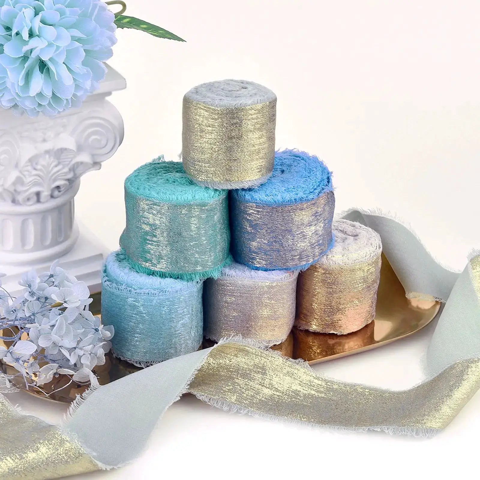 LuxeSilk 5M Silk Ribbon Roll Handmade Ripped Ribbon For Wedding Bouquets Gift Boxes And Decor