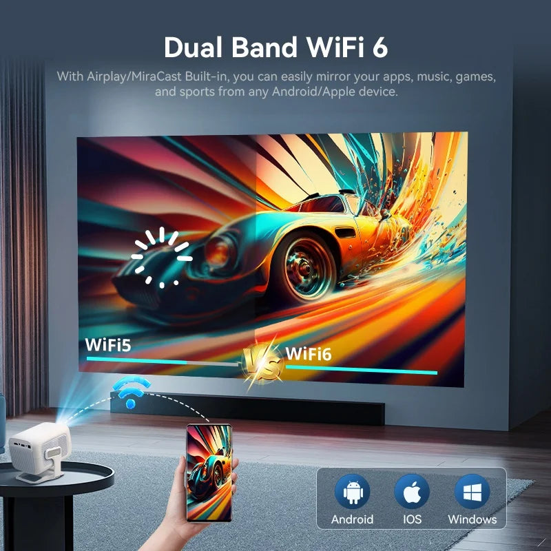 Ditong X3Plus Portable Projector Native 1080P 4K WiFi 6 BT54 Android