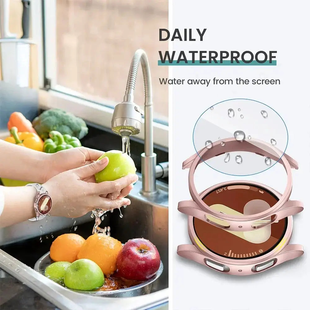 Galaxy Watch rose-gold matte hard PC case with tempered glass screen protector, full bumper for 40mm/44mm