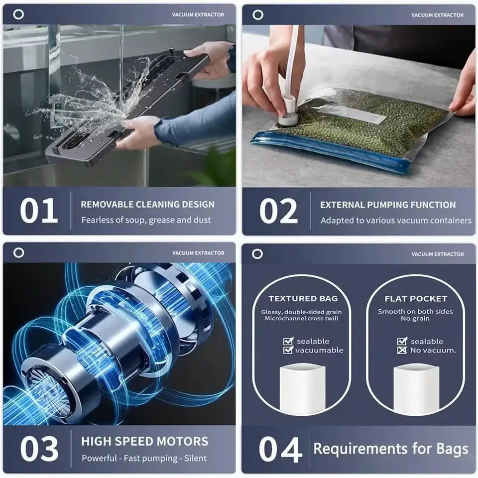 Electric Vacuum Sealer For Food Storage Dry And Wet Sealing With Touch Button Built In Cutter For Kitchen