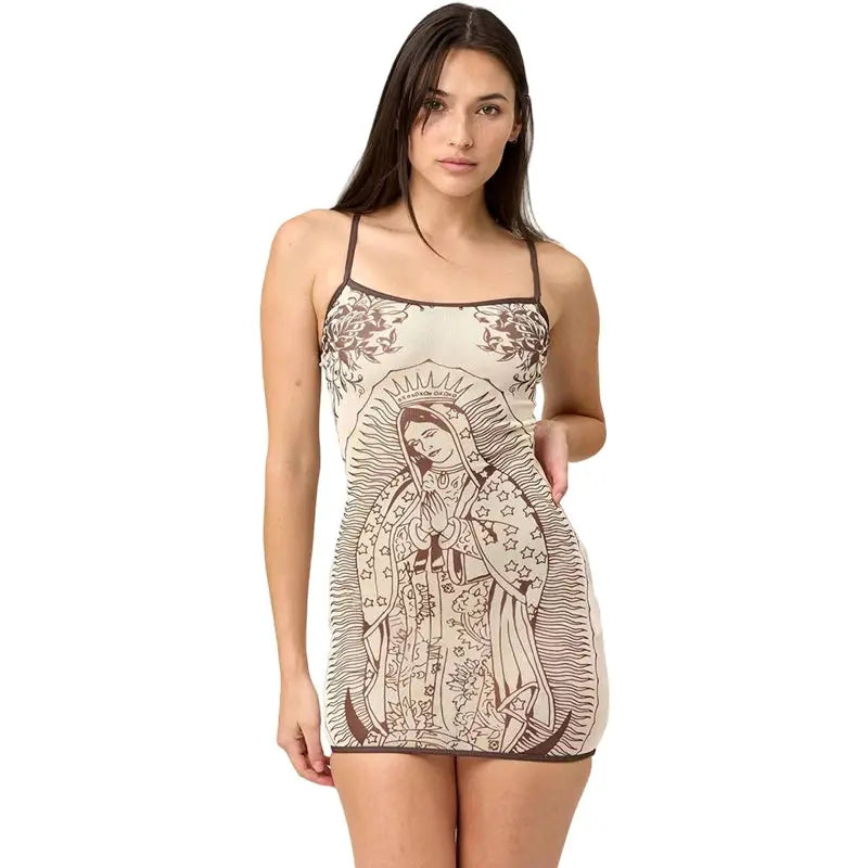 Nibber High Elasticity Art Print Sleeveless Bodycon Mini Dress Summer