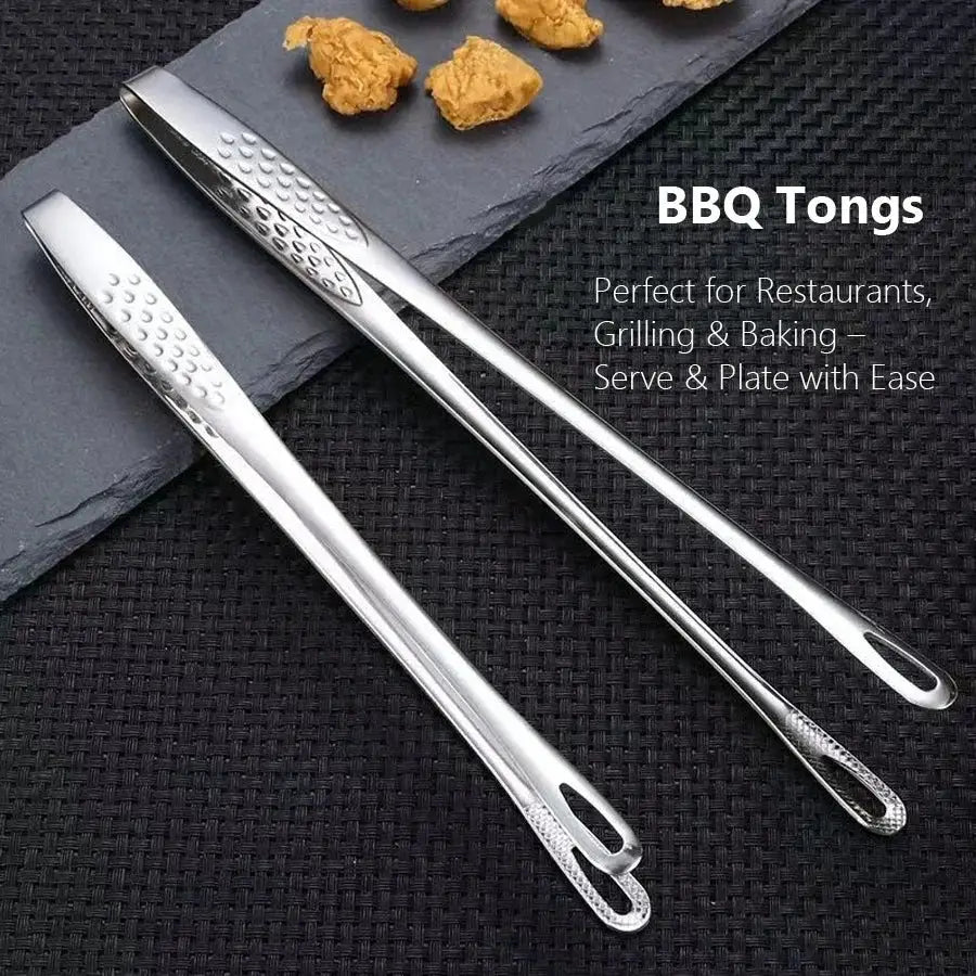 Long Stainless Steel Kitchen Tongs Non Slip Heat Resistant BBQ Grill Tongs For Steak Seafood Salad Buffet Cooking Tools