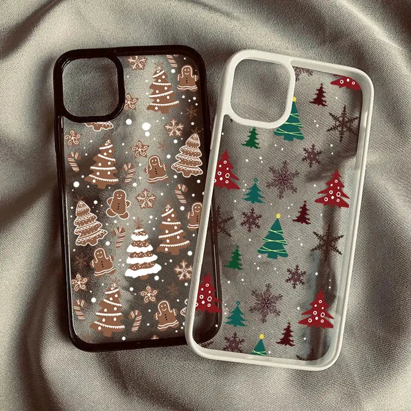 FestiveGuard Christmas Tree Snowman Clear Case For iPhone 11 Through 17 Pro Max Air Shockproof Cover