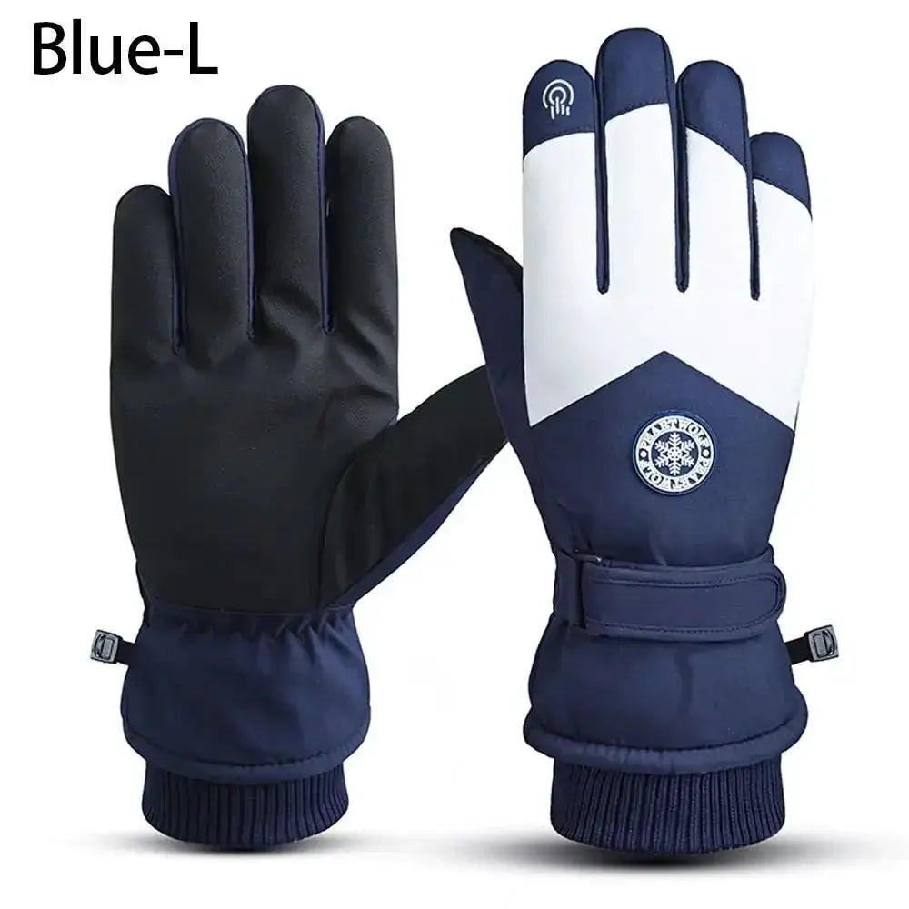 Winter Snowboard Ski Gloves PU Leather Non Slip Touchscreen Waterproof Fleece Warm Riding Gloves For Motorcycle Cycling