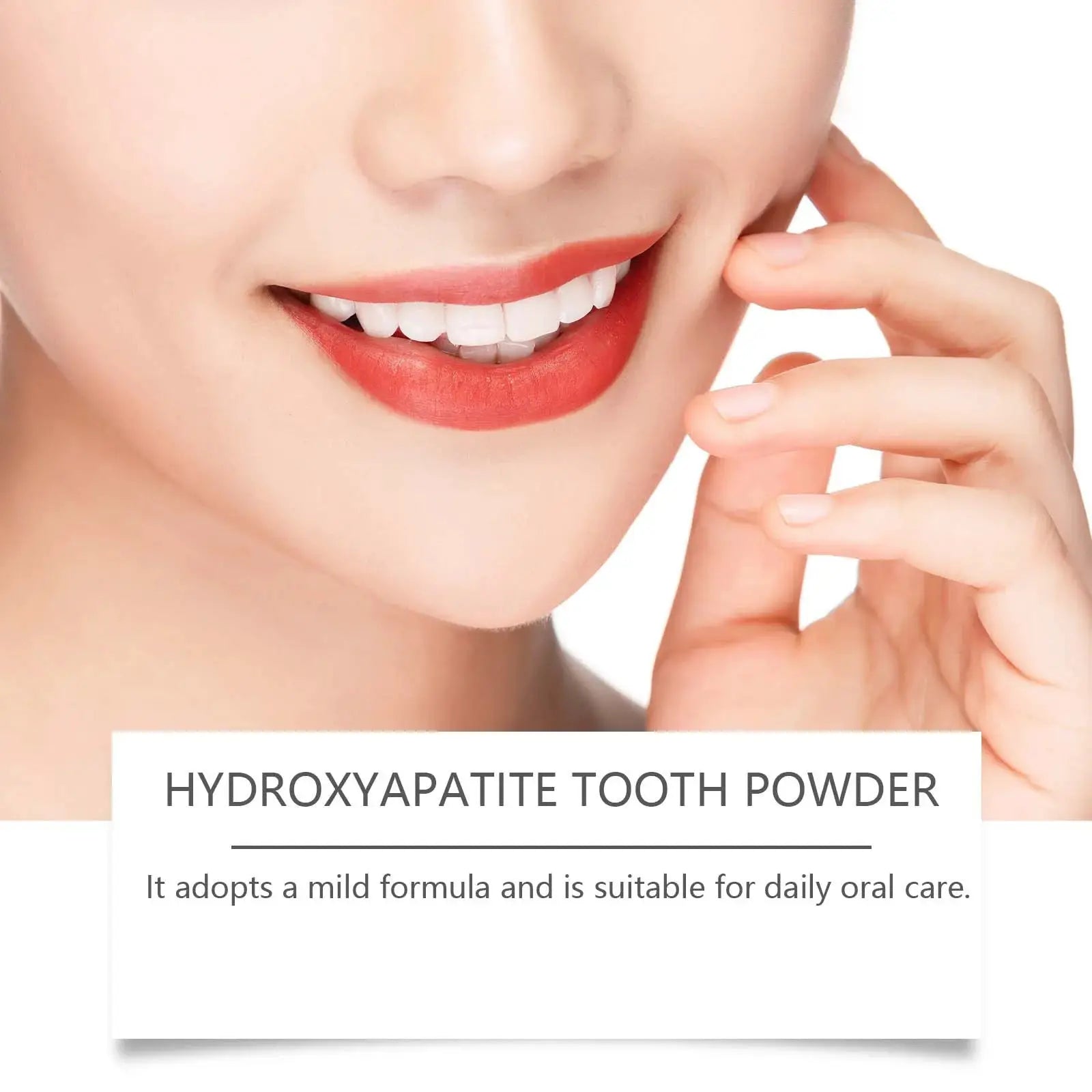 Whitening tooth powder by Simples Market with hydroxyapatite for plaque, stain removal and fresh breath.