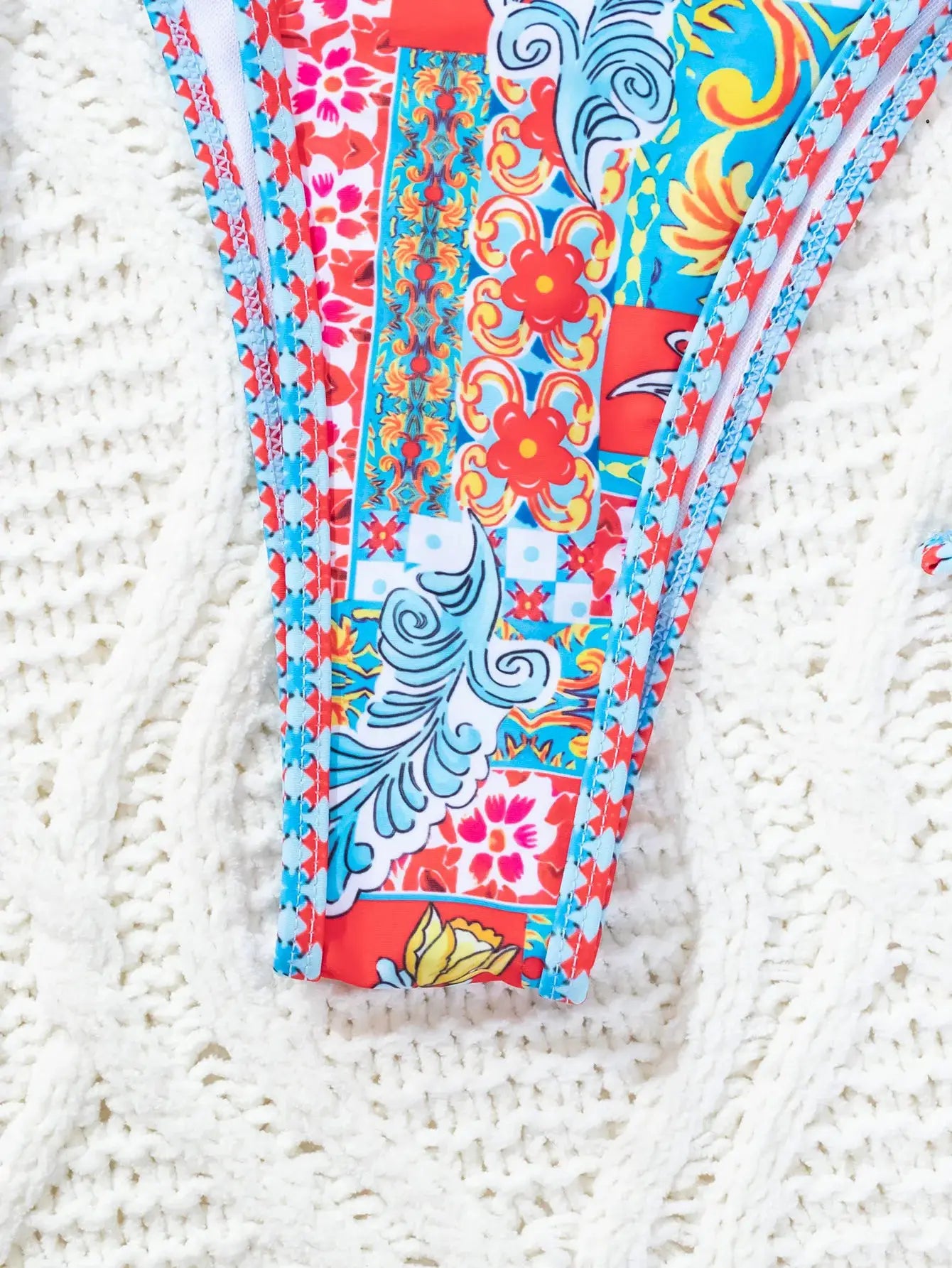 Simples Market 2026 Triangle Bikini Set with colorful floral print, push-up top and Brazilian bottoms