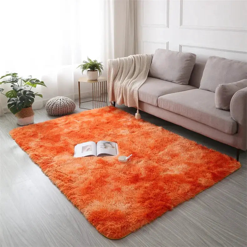 Simples Market premium fluffy area rug, orange shag carpet, extra soft living room rug