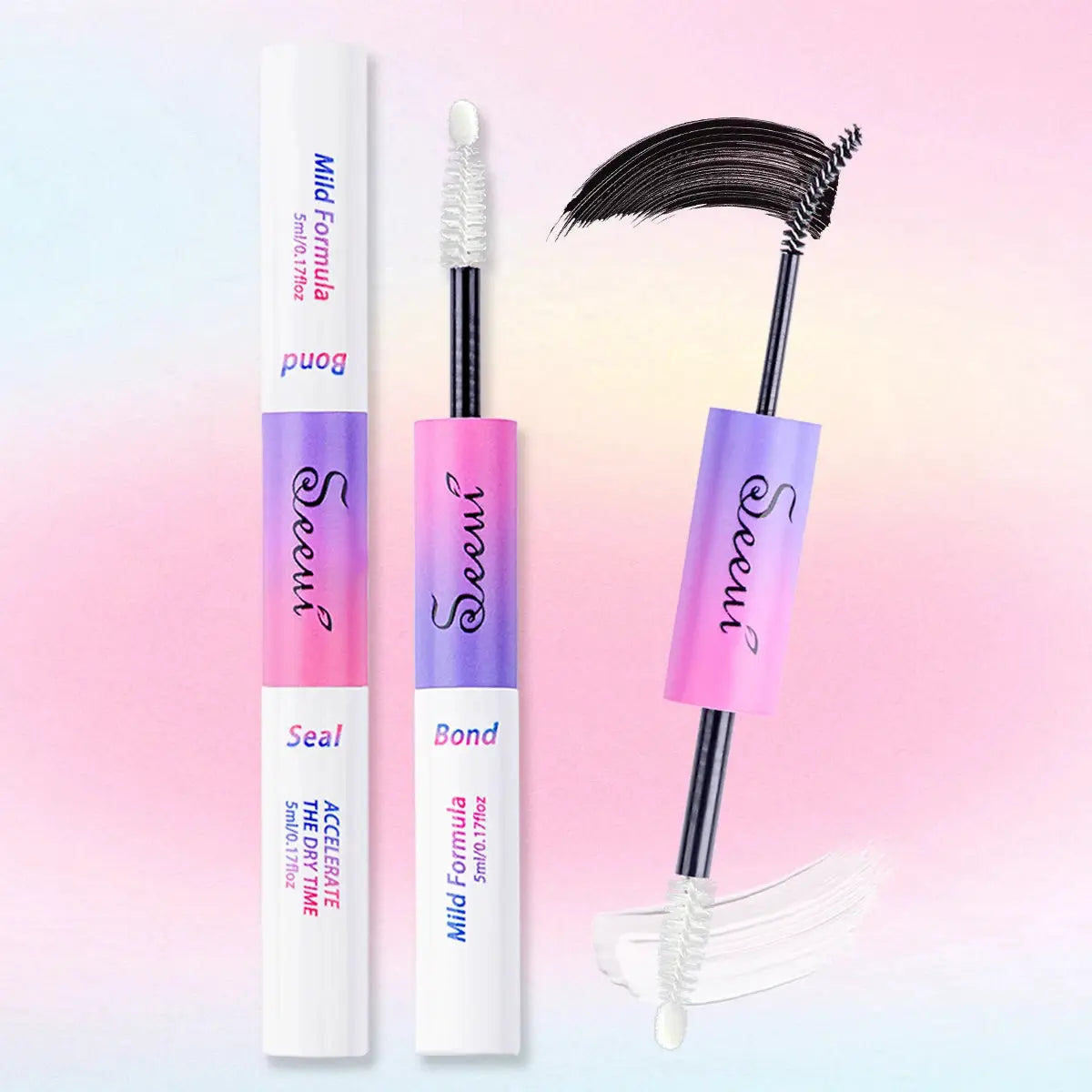 3-piece eyelash extension glue and seal set from Simples Market with bond and seal tubes and applicator wand