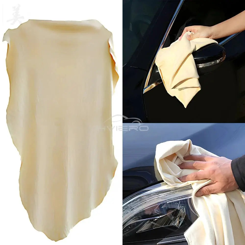 Genuine leather chamois by Simples Market, 40x70cm beige, for car, auto, home and motorcycle drying.