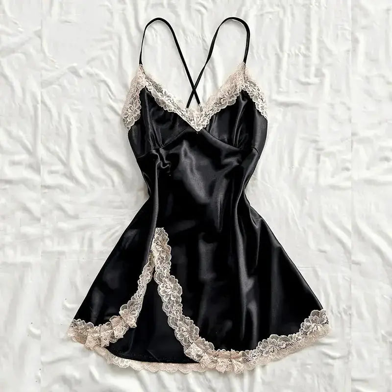 VelvetMoon Off Shoulder Ultra Short Nightgown See Through Lingerie Sleep Dress For Summer Comfort
