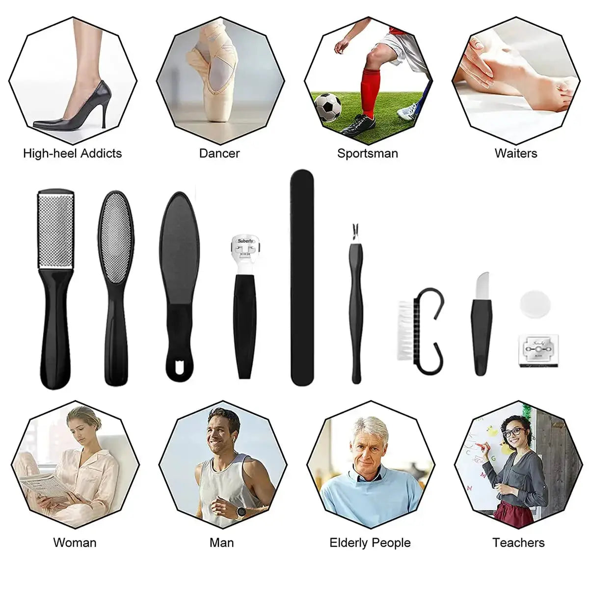 Stainless Steel Pedicure Kit 8 In 1 Professional Foot Care Set With Callus Remover And Dead Skin Rasp