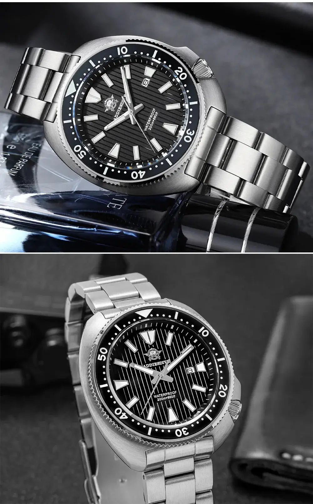ADDIESDIVE Men's New Outdoor Quartz Watch 200M Diving BGW9 Super Blue Luminous Watch Sapphire Glass Men's Stainless Steel Watch