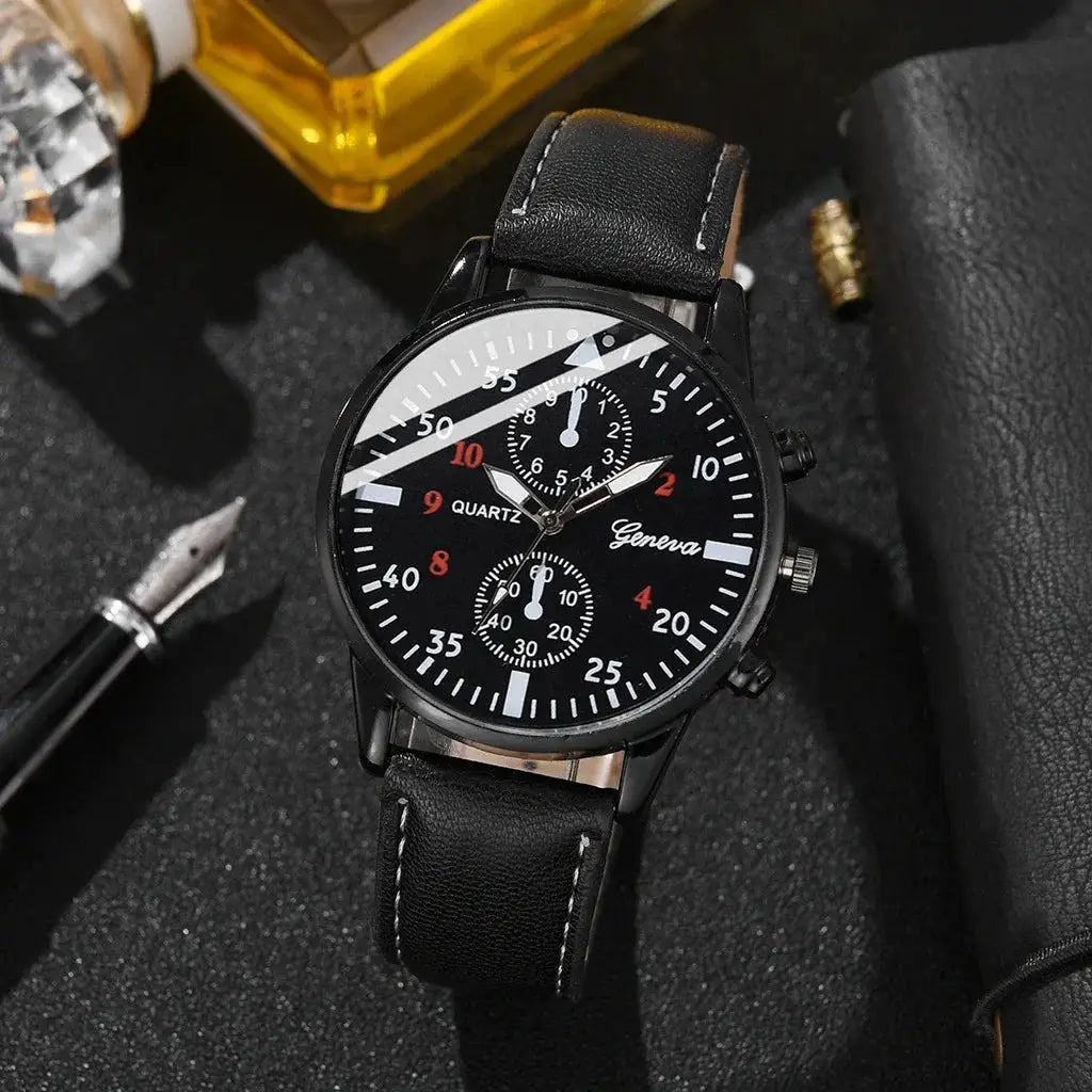 Men's Quartz Watch Sunglasses And Casual Wallet Gift Set Three Piece Versatile Accessory Collection For Men