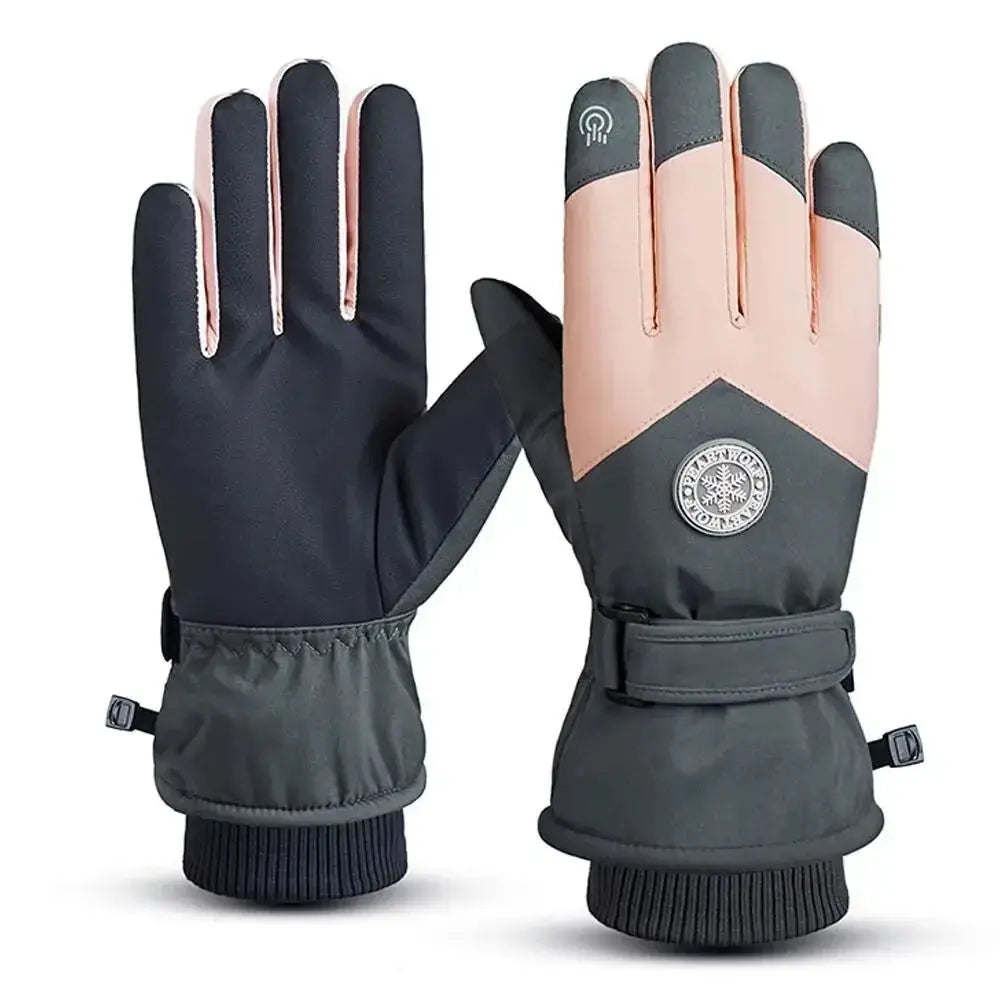Winter Snowboard Ski Gloves PU Leather Non Slip Touchscreen Waterproof Fleece Warm Riding Gloves For Motorcycle Cycling