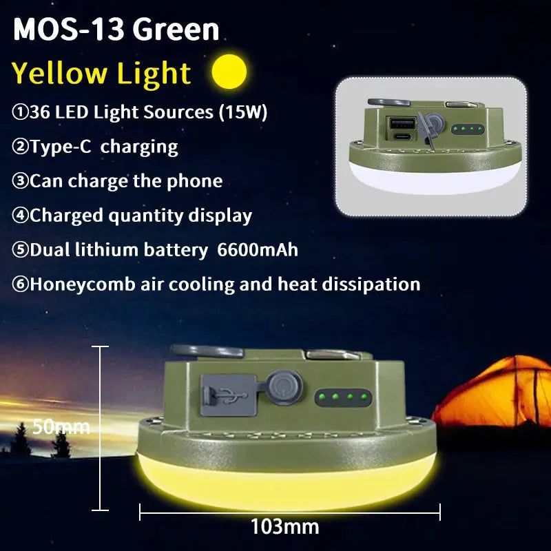 Moslighting 9900mAh Rechargeable Camping Lantern With Magnetic Base Portable Led Light For Outdoor Camping