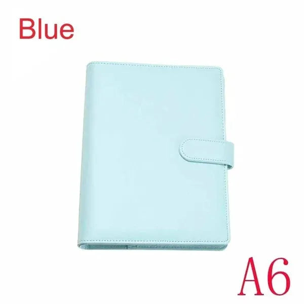 Notebook cover Blue A6 leather-like with strap closure