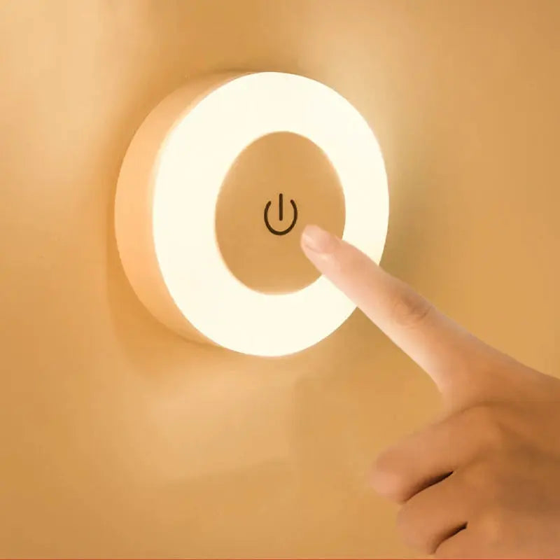 Energy Saving LED Touch Sensor Night Light USB Rechargeable Magnetic Wall Light For Bedroom Hallway Closet Round Lamp