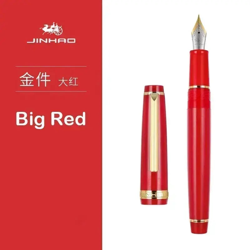 Jinhao red fountain pen with gold trim and cap, Big Red design