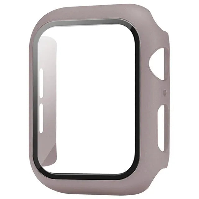 Simples Market Apple Watch glass case with screen protector, pink mauve, fits 40–46mm