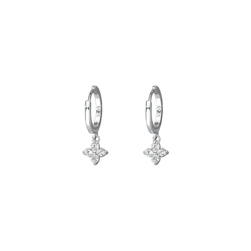 925 Sterling Silver Leaf Hoop Earrings For Women With Zircon Hypoallergenic Trendy Jewelry Gift