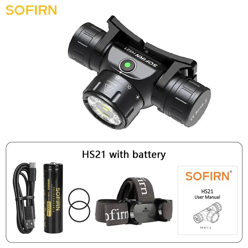 Sofirn HS21 2000lm USB C Rechargeable EDC Headlamp SFT40 Spotlight