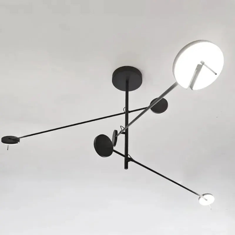 Creative LED Chandelier Black Lustre by Simples Market; adjustable ceiling light with metal arms and round LED diffusers