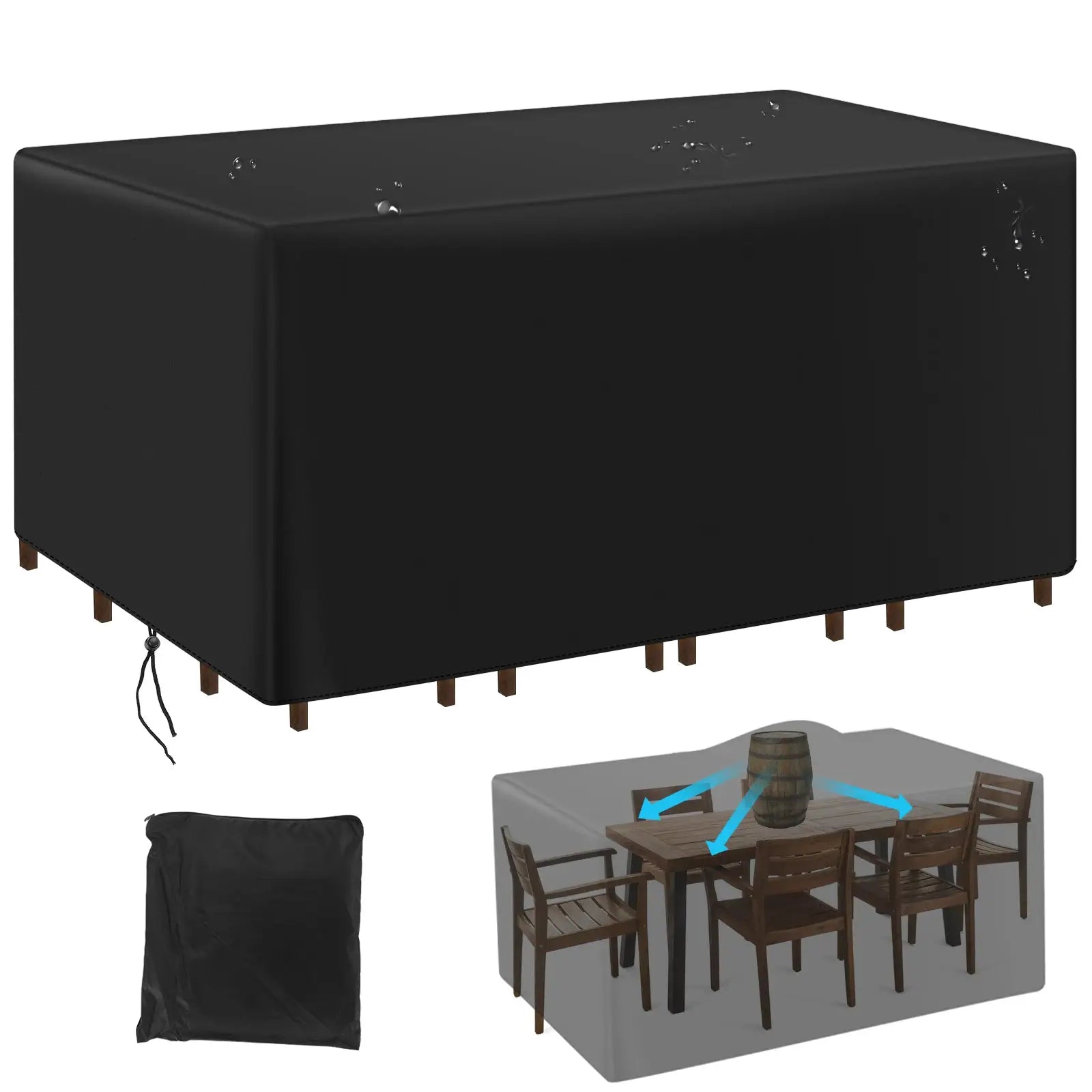 Outdoor furniture cover by Simples Market, 210D black waterproof cover for table, sofa and chairs set