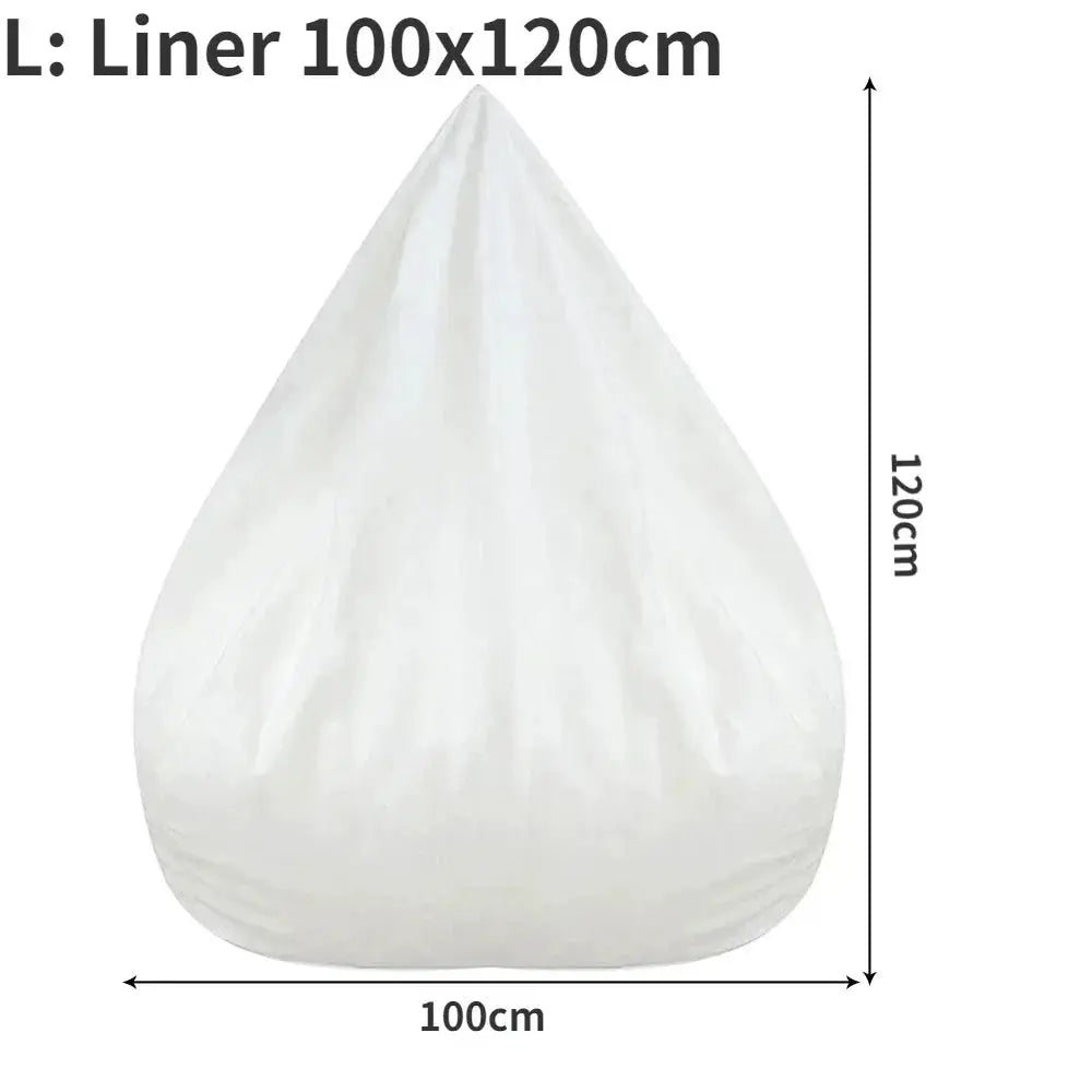Bean bag lounger cover white linen, no filler, 100x120 cm
