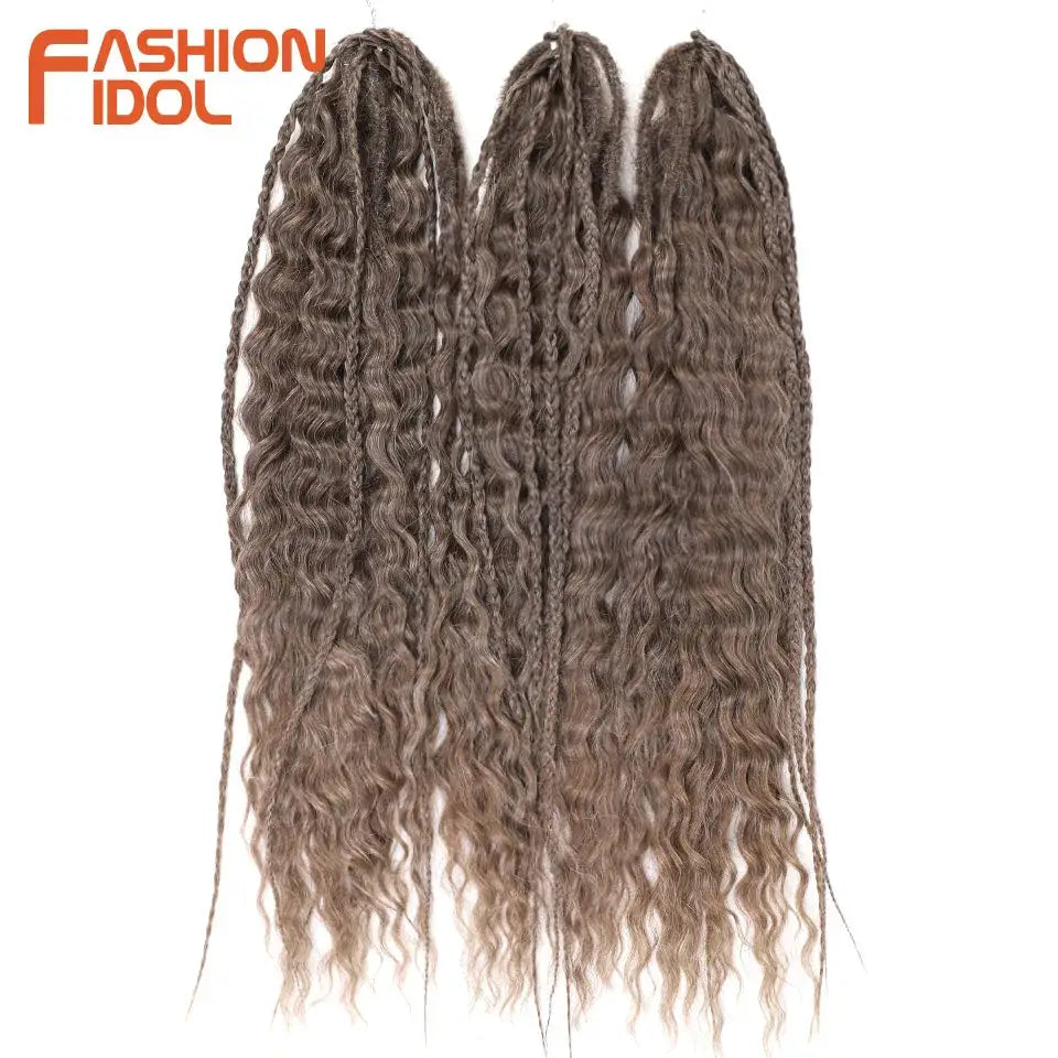 Ariel Hair synthetic twist crochet curls, 24in ombre blonde-brown water-wave braiding extensions with Fashion Idol logo