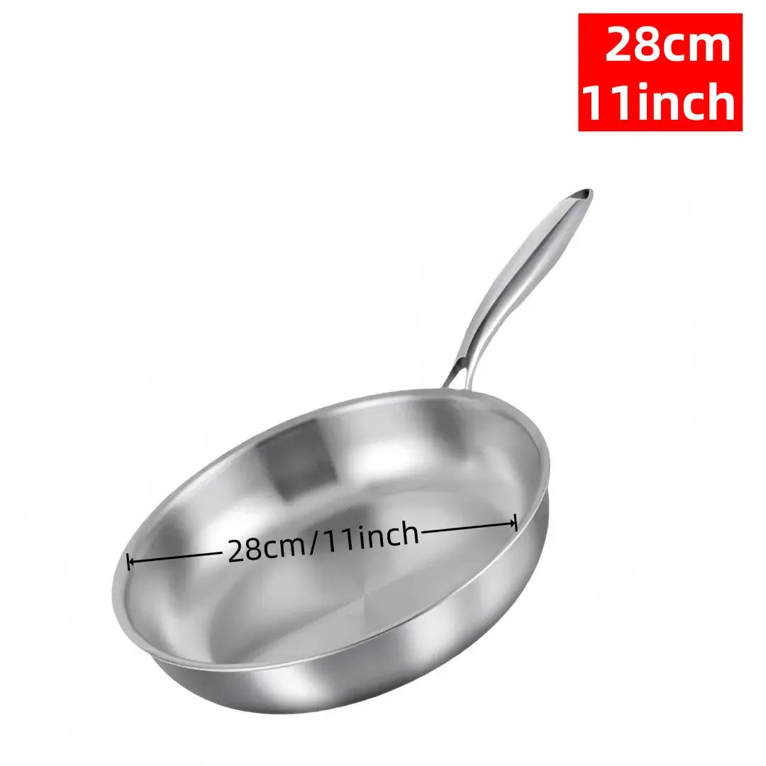 304 Stainless Steel Frying Pan Uncoated Nonstick Surface For Gas Stove And Induction Cooker