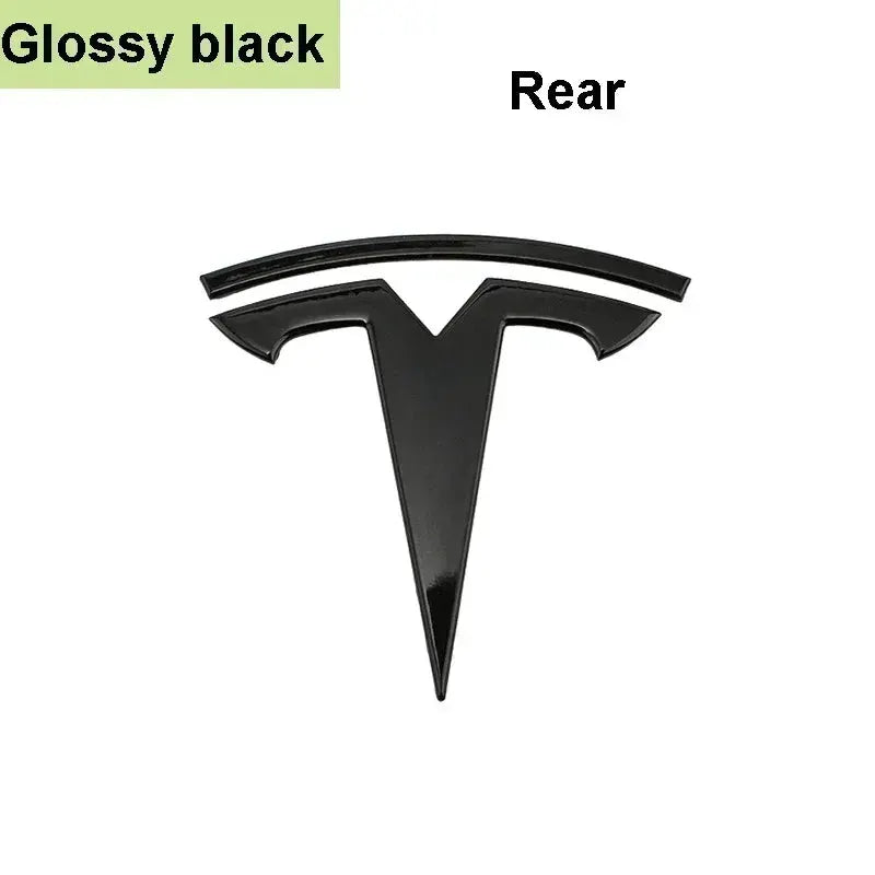Tesla-style glossy black rear trunk emblem, zinc-alloy logo for Model 3/Model Y