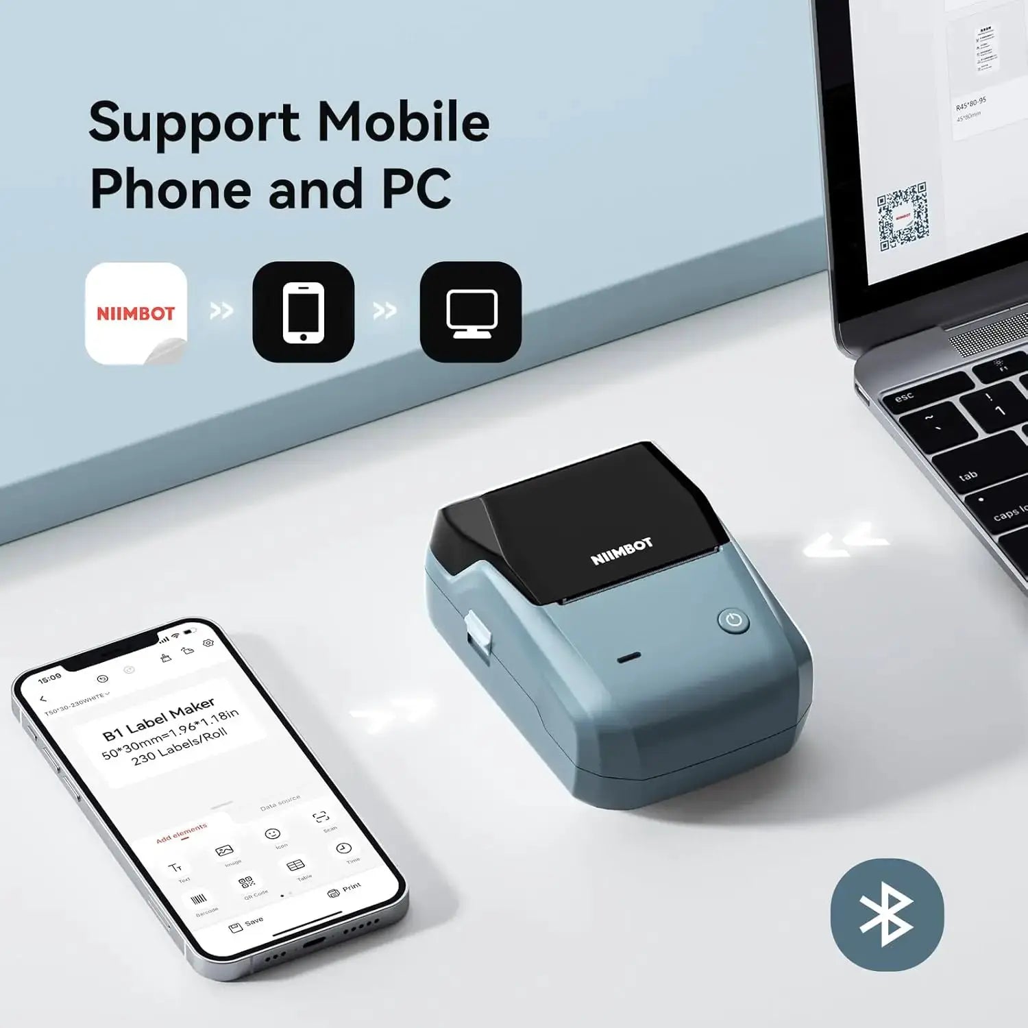Niimbot B1 Mini Bluetooth Label Printer For Round UV Tags And Labels