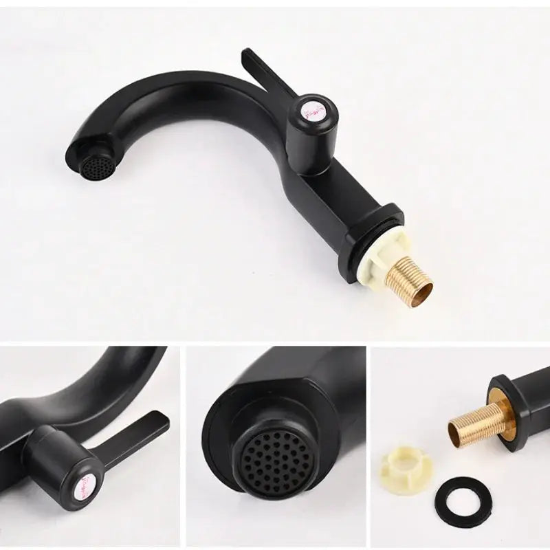 Simples Market black basin faucet with single lever, deck-mounted, cold water only, ABS purifier kit