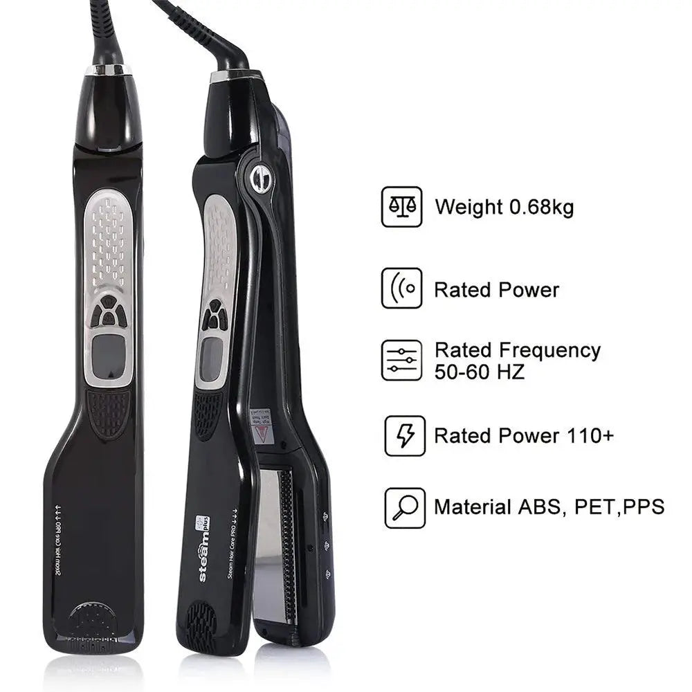 Simples Market professional steam hair straighteners, 2-pack in black with ceramic tourmaline plates.