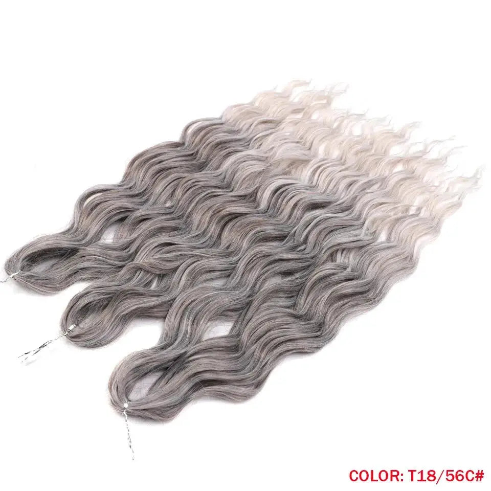 Noble Hair 24in synthetic loose deep wave braiding extensions, 5 bundles, ombre blonde silver, Simples Market