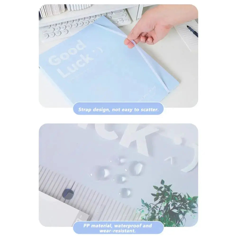 Transparent A4 file folder with detachable data book, blue PP material, waterproof and wear-resistant, INS Style