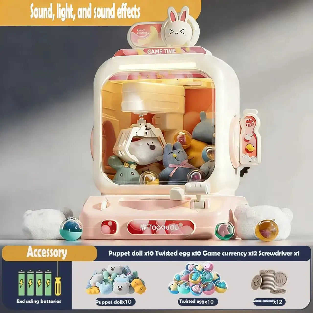 Big Size DIY Doll Machine Coin Operated Mini Claw Crane Game For Kids And Adults Home Arcade Gift