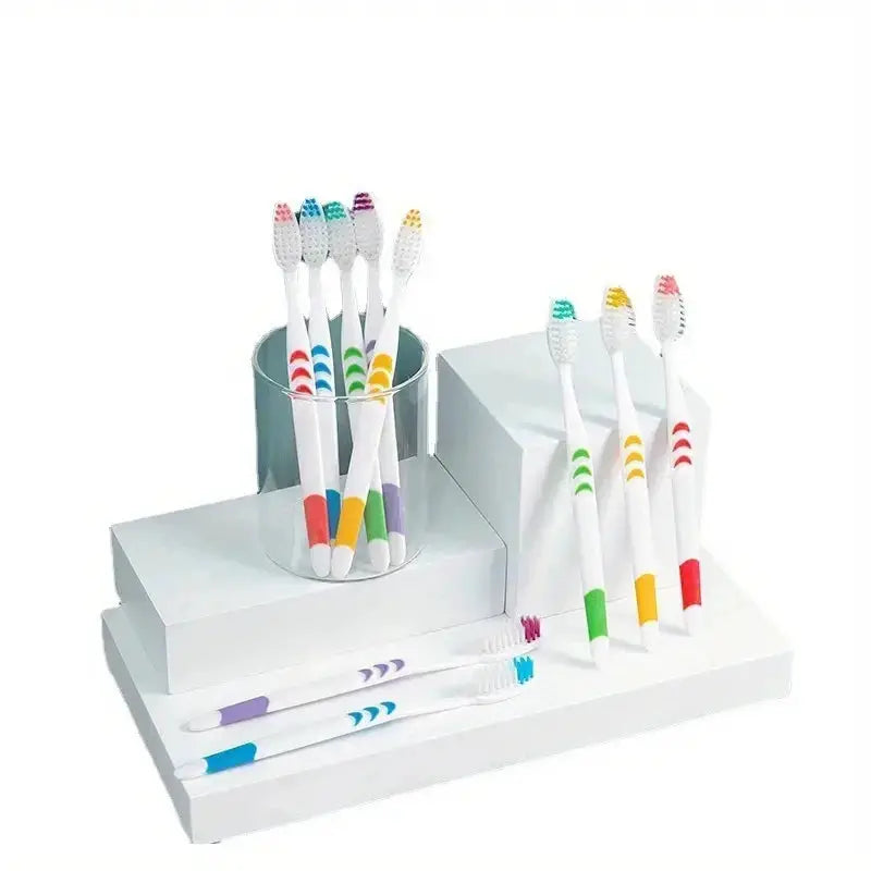 PureZen Bamboo Charcoal Nano Toothbrushes 10 Pack Ultra Soft Bristles For Gentle Gum Care And Antibacterial Protection