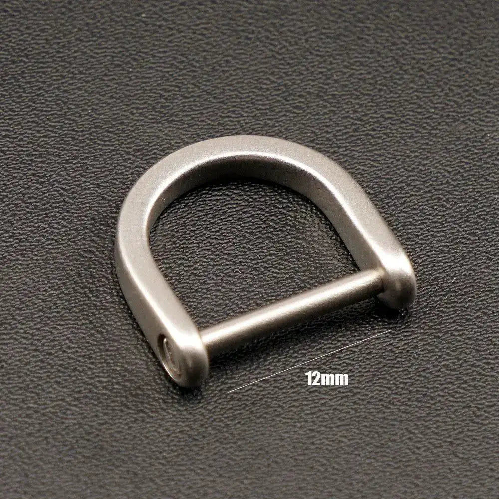 Titanium alloy D-ring buckle for outdoor gear, 12mm wide, silver finish