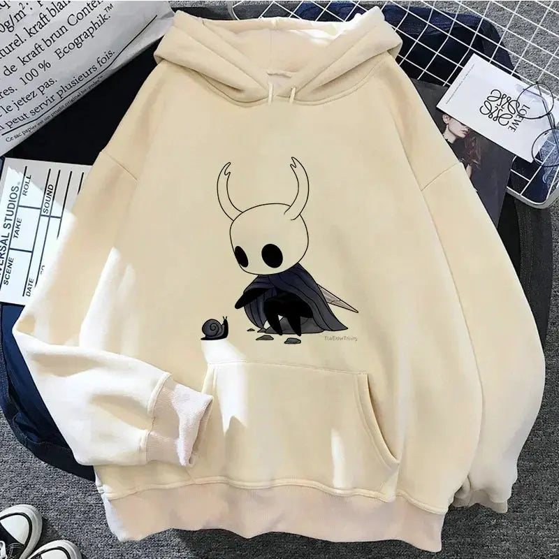 Hollow Knight Hoodie Grunge Y2K Aesthetic Cartoon Graphic Pullover For Autumn And Winter Wear