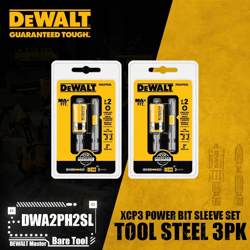 Dewalt DWA2PH2SL XCP3 Max Fit Phillips No 2 Power Bit Sleeve Set 2 Inch S2 Tool Steel 3 Pack
