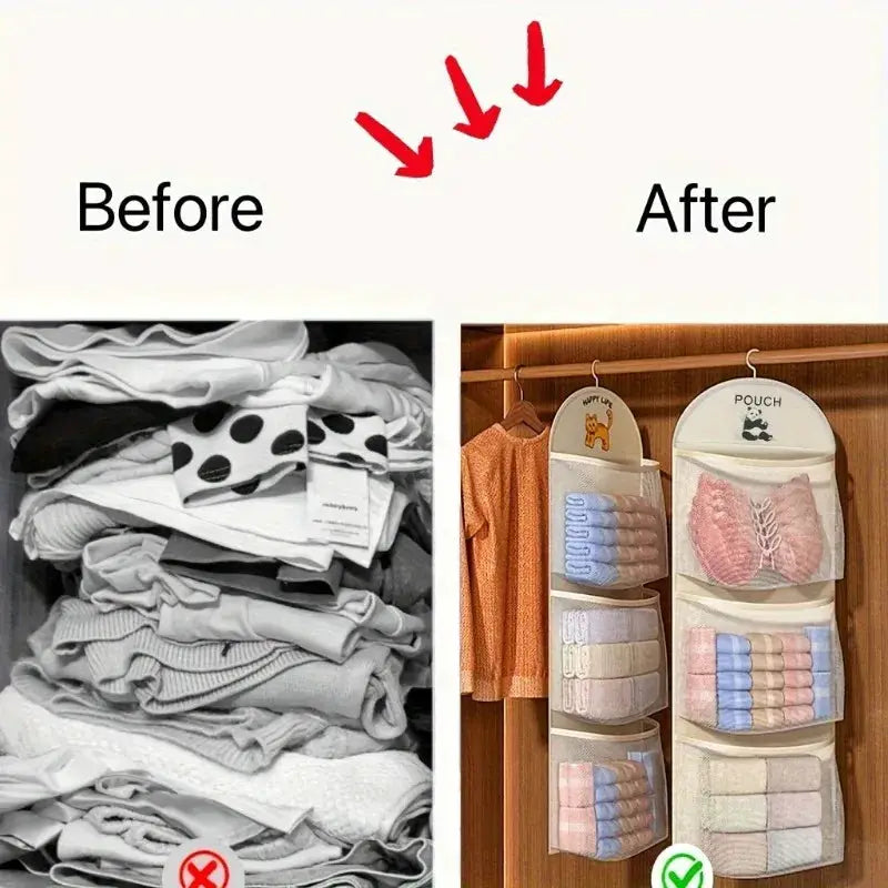 Simples Market three-tier hanging mesh storage organizer for underwear, socks and bra with visible pockets