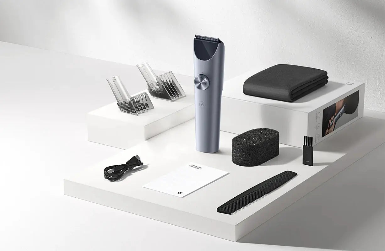 MIJIA Hair Clipper 2 cordless trimmer with titanium alloy blades, blue-gray finish — Simples Market
