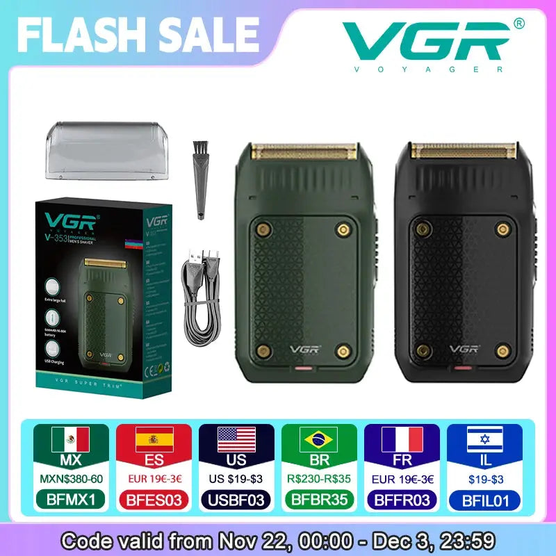 VGR V353 Shaver Professional Electric Shaving Machine For Men Rechargeable Wet And Dry Portable