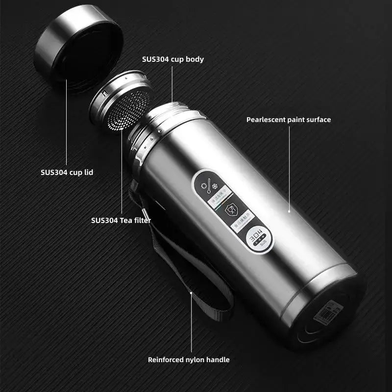 Stainless Steel Thermos Vacuum Flask With LED Temperature Display 500ml To 1L Sus304 Tea Water Bottle Portable