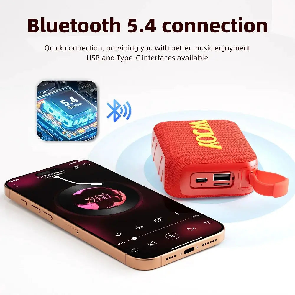 G04 Subwoofer Bluetooth 5.4 speaker, red mini portable Hi‑Fi by Simples Market