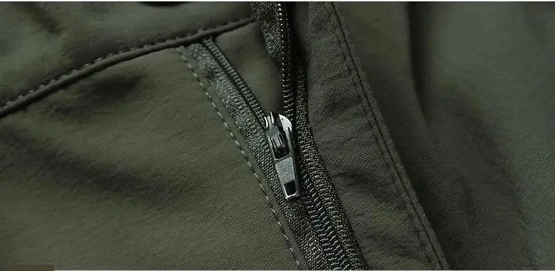 Outdoor work tactical pants by Simples Market, olive green with zipper closure