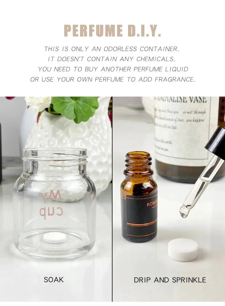 Simples Market two-piece DIY aroma odorless car air freshener kit - clear glass jar and amber oil dropper bottle
