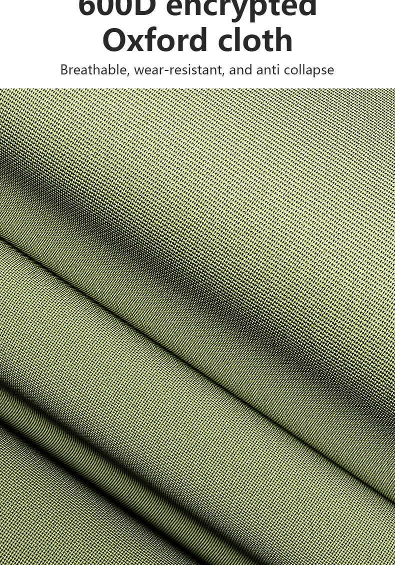 BISINNA camping chair fabric close-up in olive green Oxford cloth