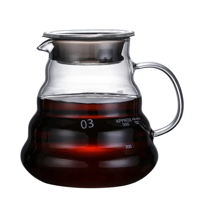 Clear Glass Heat Resistant Coffee Pot With Lids 360 600 800ml For Pour Over And Espresso